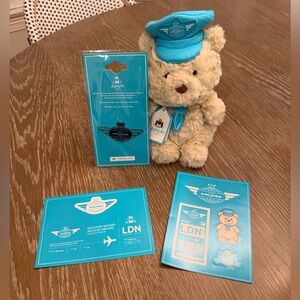 Jellycat Bartholomew Airline Bear Gift Set with Matching Pins & Stickers